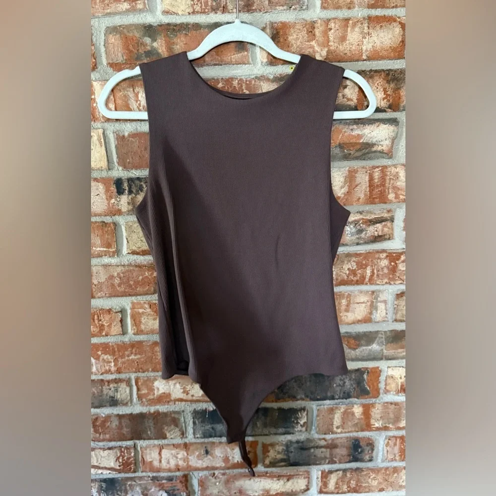 nuuds ribbed crewneck tank Bodysuit- coffee - Picture 2 of 6